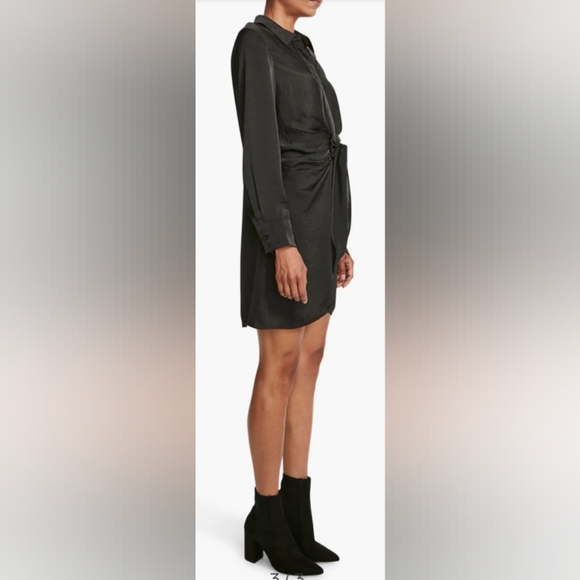 Steve Madden Tie Curious Long Sleeve Shirt Dress Black Size Medium 6 - 8 NWT - Picture 4 of 12